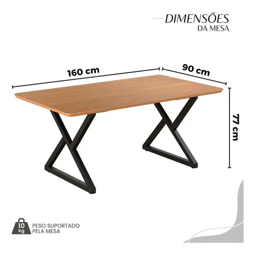 Conjunto de Mesa Texeira Malibu 6 Cadeiras 160x90cm