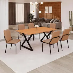 Conjunto de Mesa Texeira Malibu 6 Cadeiras 160x90cm