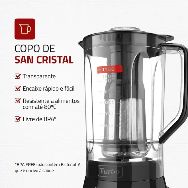 Liquidificador Turbo Full Mondial Preto 900W - L-900 FB