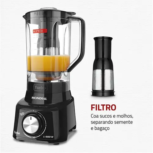 Liquidificador Turbo Full Mondial Preto 900W - L-900 FB