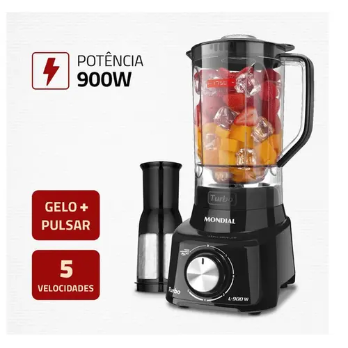 Liquidificador Turbo Full Mondial Preto 900W - L-900 FB