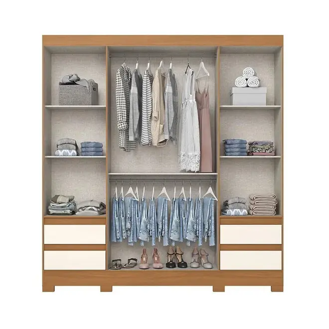 Guarda-Roupa Briz com Espelho BE428 Cinamomo/Off