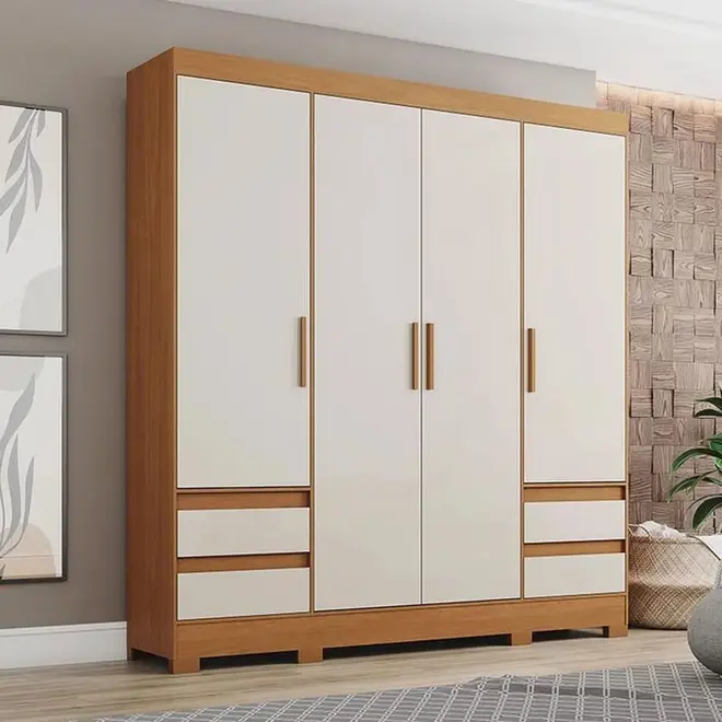 Guarda-Roupa Briz com Espelho BE428 Cinamomo/Off