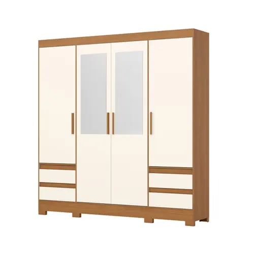 Guarda-Roupa Briz com Espelho BE428 Cinamomo/Off