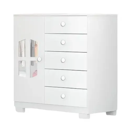 Cômoda Infantil Cristal 1 Porta 5 Gavetas Tuboarte - Branco