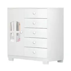 Cômoda Infantil Cristal 1 Porta 5 Gavetas Tuboarte - Branco