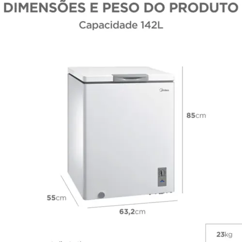 Freezer Horizontal 142L Inverter Bivolt Branco Midea