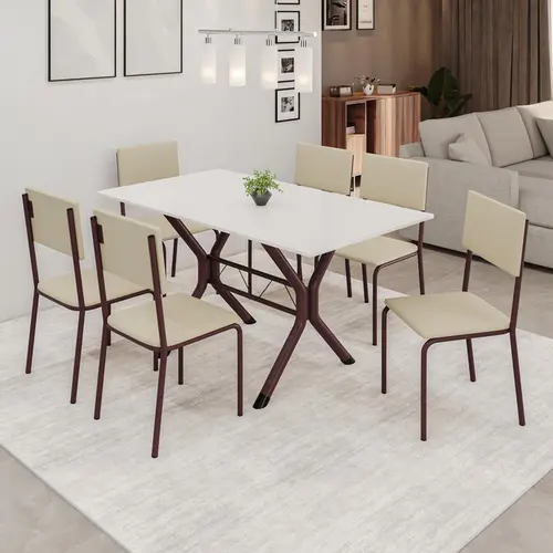Conjunto de Mesa Teixeira Ana 06 Cadeiras