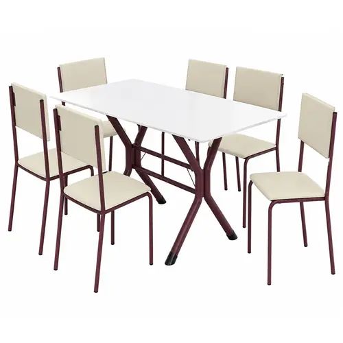 Conjunto de Mesa Teixeira Ana 06 Cadeiras