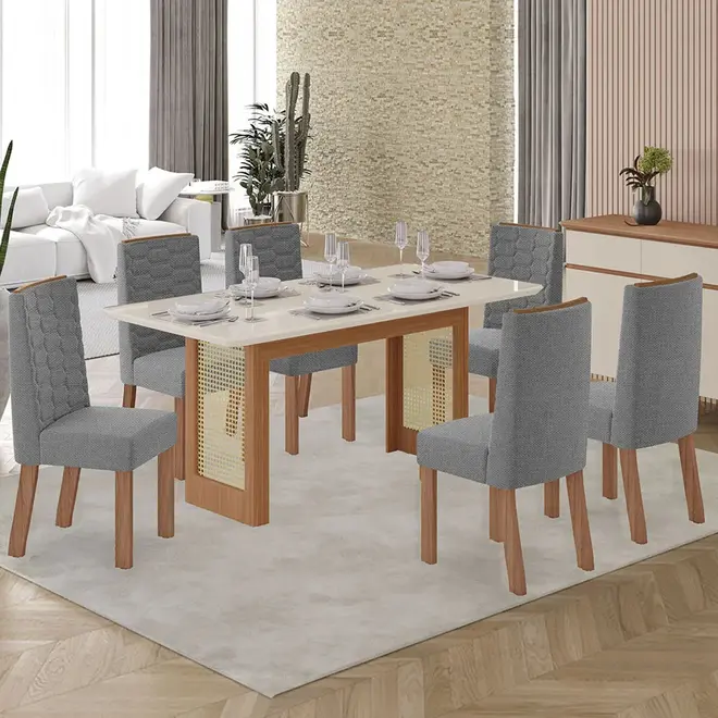 Conjunto de Mesa Tuboarte Natali 06 Cadeiras