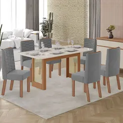 Conjunto de Mesa Tuboarte Natali 06 Cadeiras