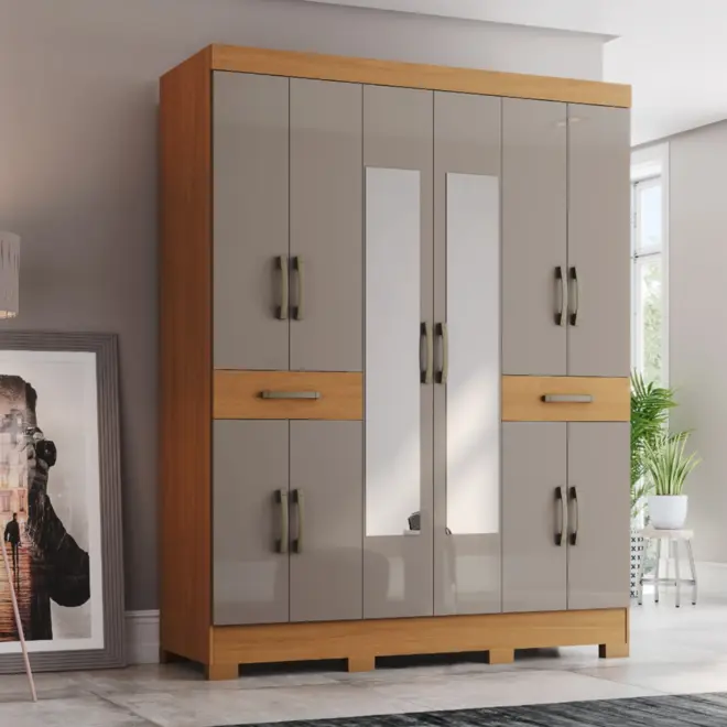 Guarda-Roupa Briz Casal 10 Portas 2 Gavetas com Espelho