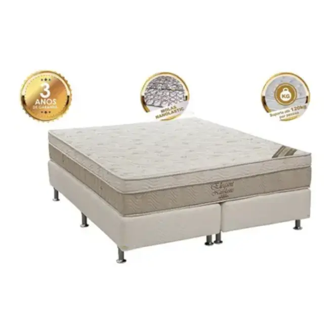 Cama Box Queen Elegant com Molas Nanolastic Ortobom 158x198x69