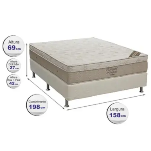 Cama Box Queen Elegant com Molas Nanolastic Ortobom 158x198x69