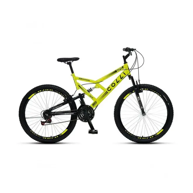 Bicicleta Colli GPS Dupla Suspensão Aro 26 Amarelo/Neon.