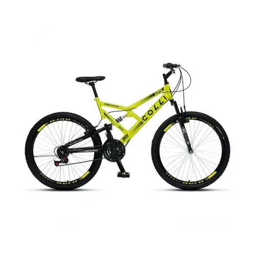 Bicicleta Colli GPS Dupla Suspensão Aro 26 Amarelo/Neon.